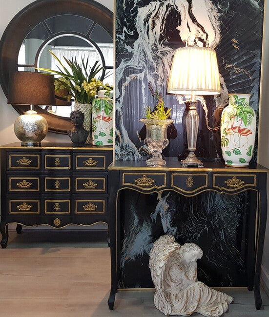 Dynasty Gold Accent Black Pettit Console 95cm