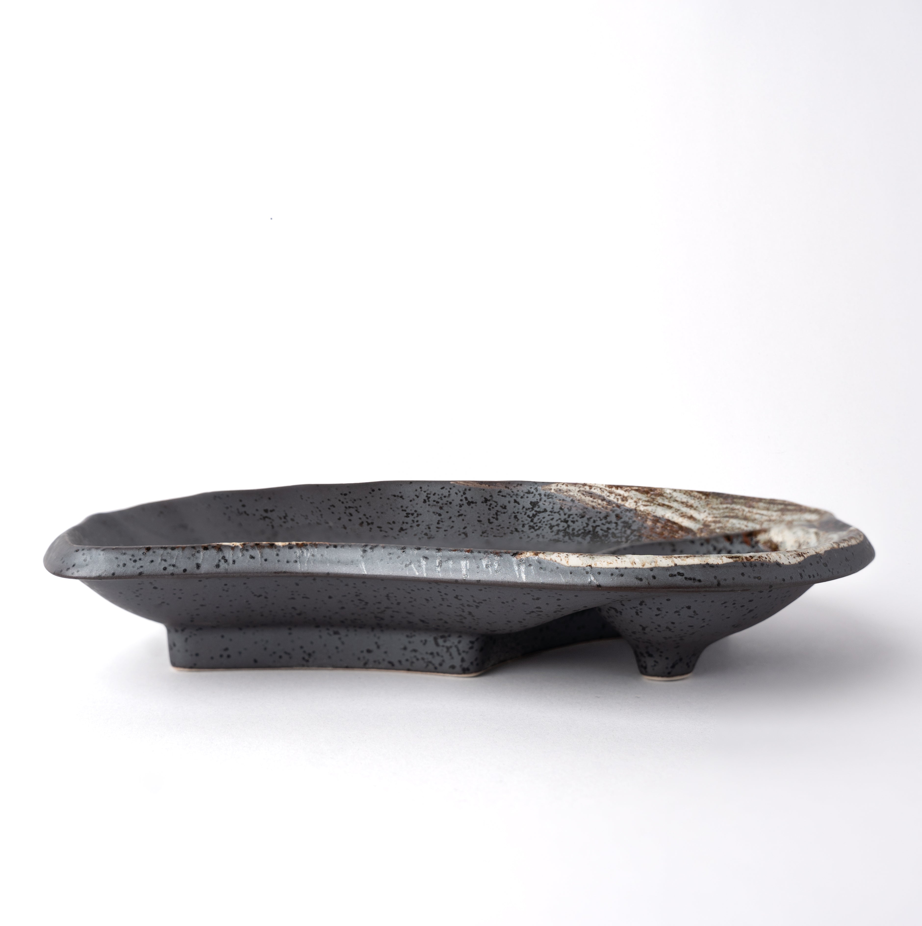 Sushi Plate Organic Metallic Swirl Glaze