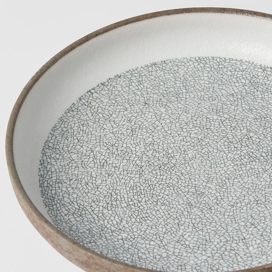 Plate High Rim 22cm Crazed Grey Glaze