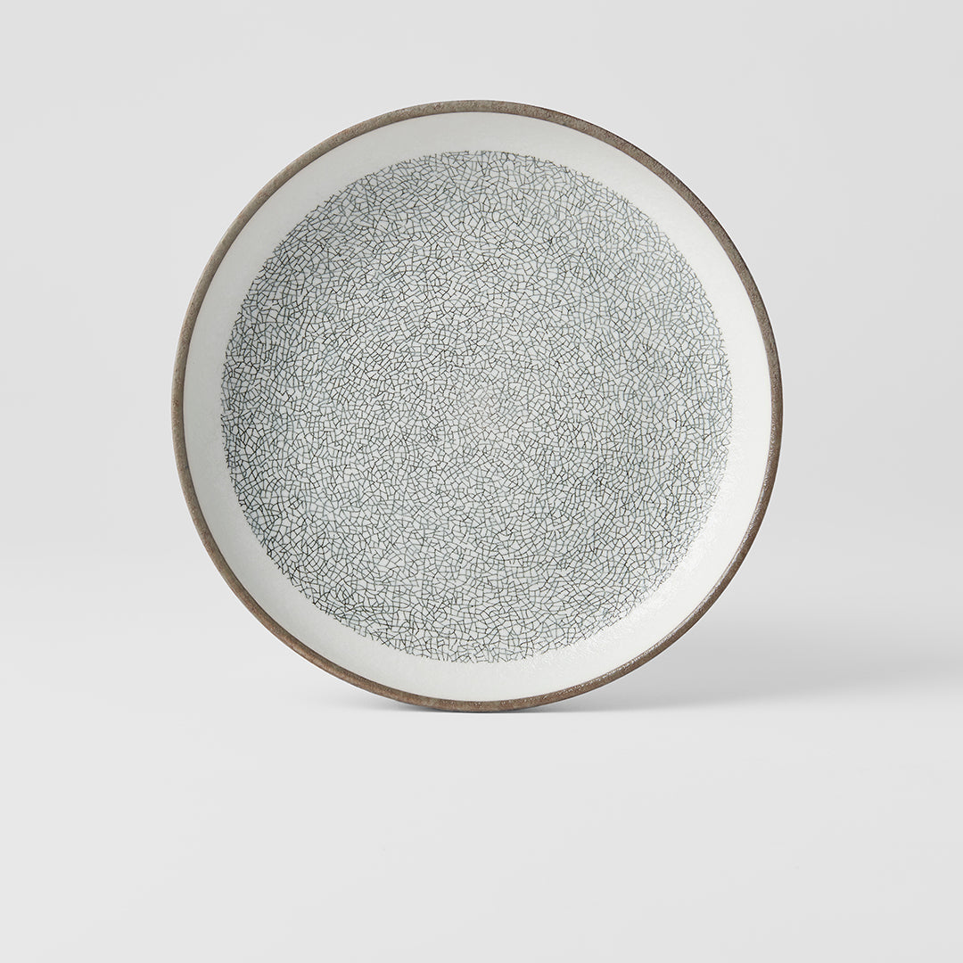 Plate High Rim 22cm Crazed Grey Glaze