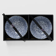 Bowl Set 2pcs with Chopsticks Maple Leaf Design