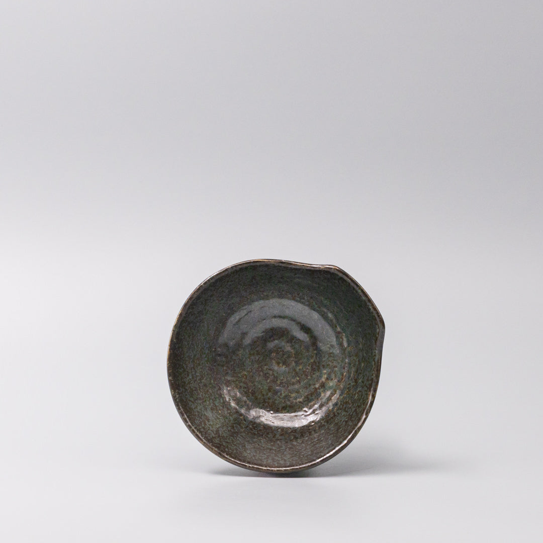 Bowl with Handle 13cm Navy Speckle Glaze