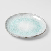 Plate Oval 30cm Aqua Splash Glaze