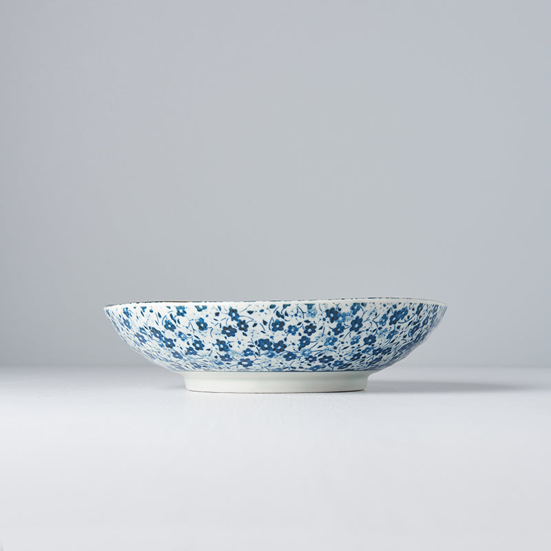 Pasta Bowl 21cm Blue Daisy Glaze