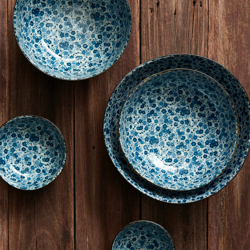 Pasta Bowl 21cm Blue Daisy Glaze
