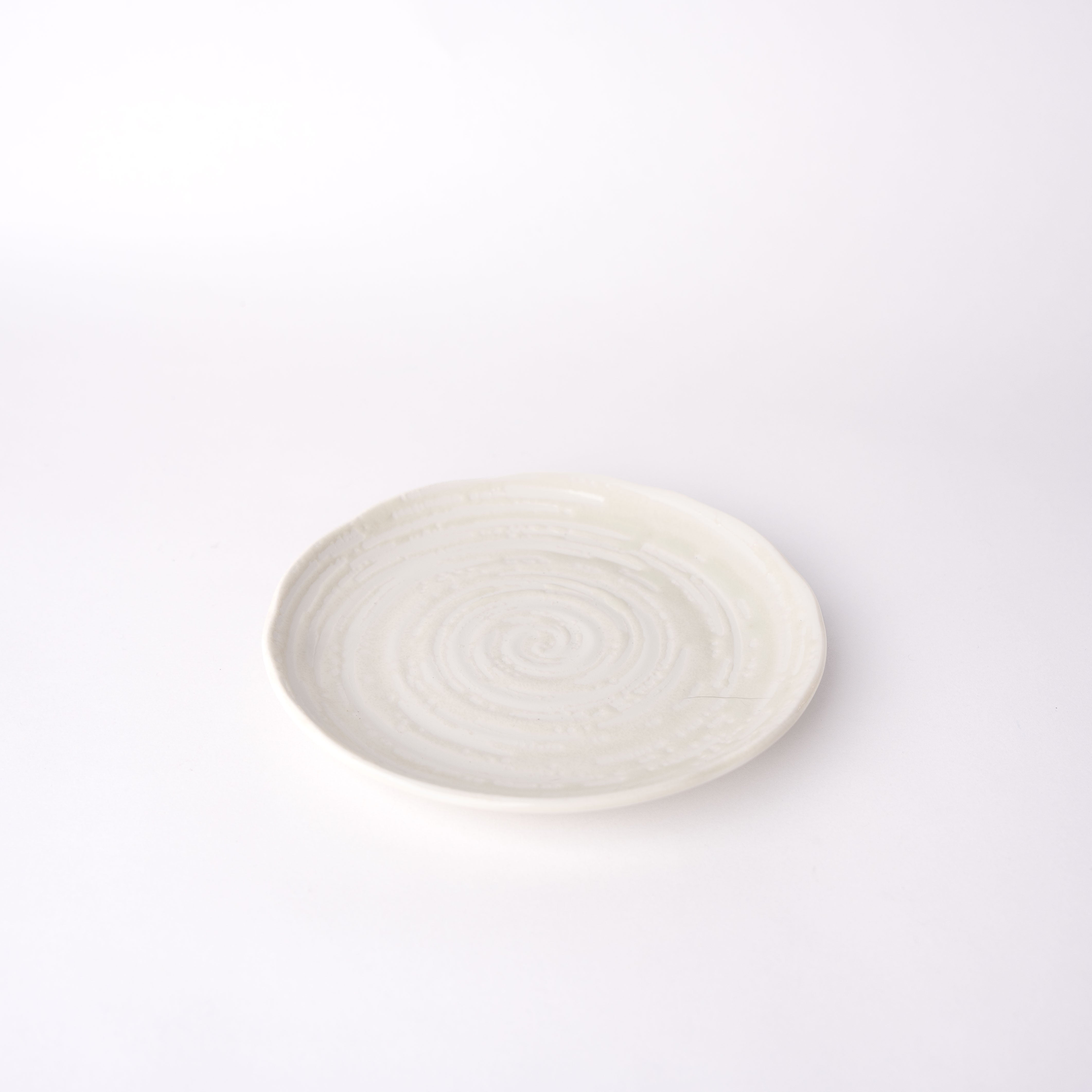 Tapas Plate 16cm White Spiral Glaze