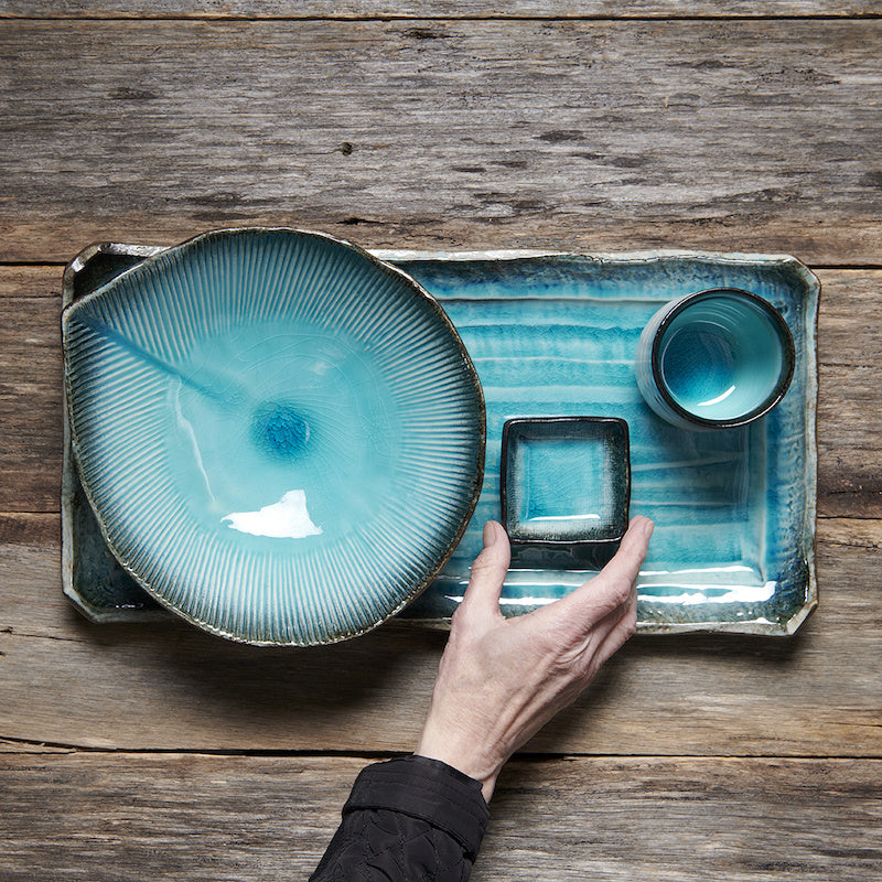 Bowl Deep Ikebana 22cm Sky Blue Glaze