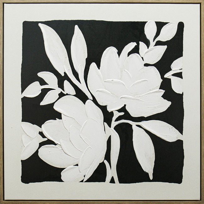 Black & White Blooms Framed Artwork 80cm