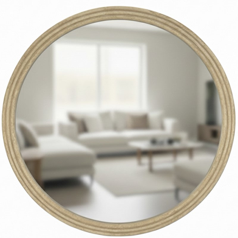 Travertine Look Round Mirror 80cm
