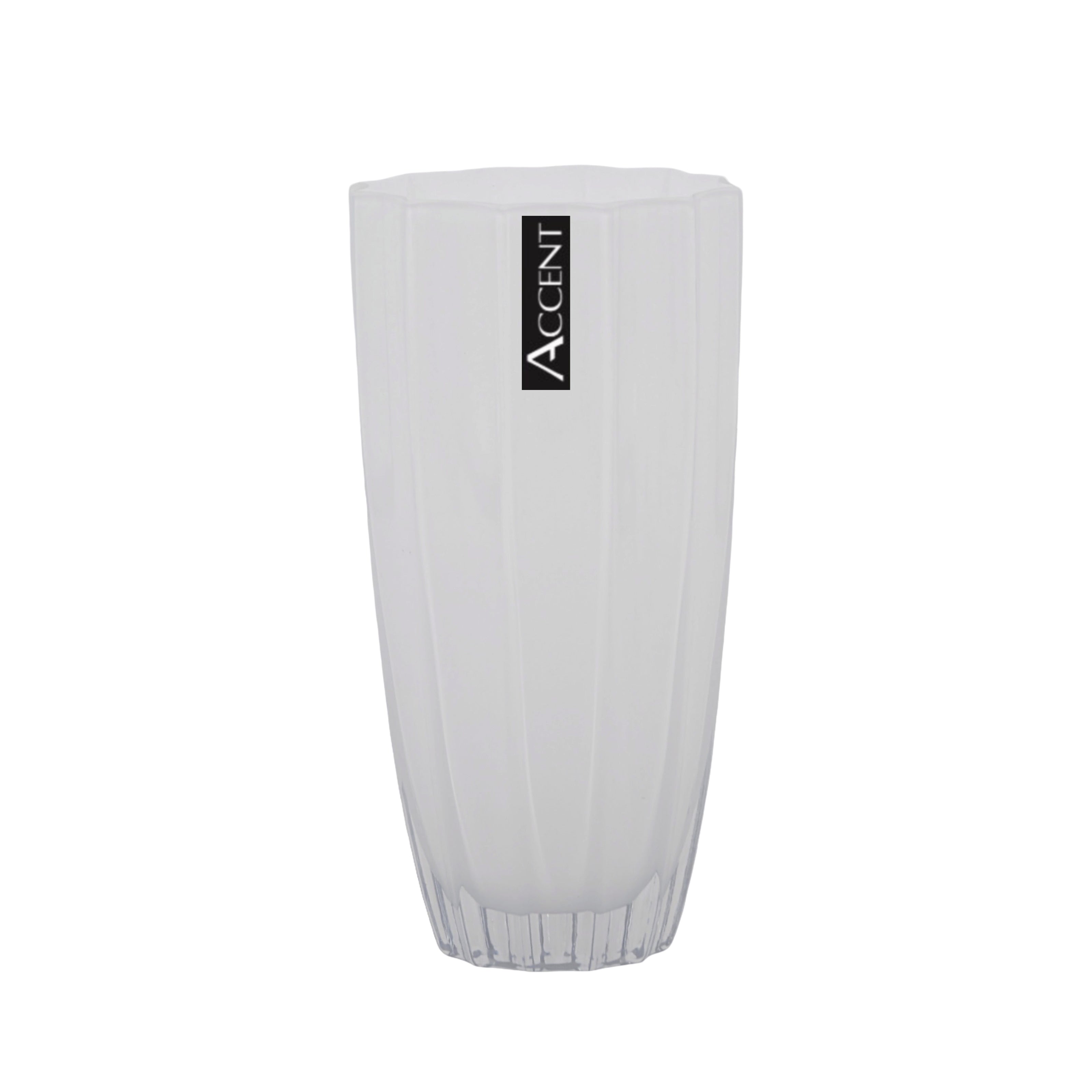 bulk 6 White Concave Ripple Vase 25cm