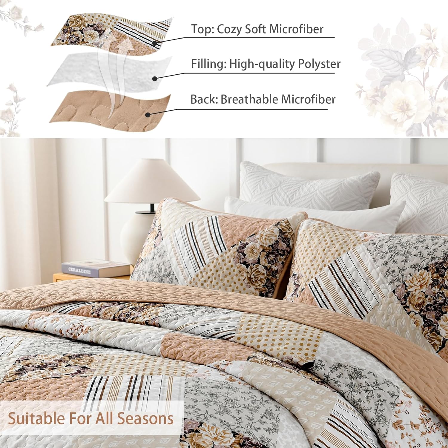 Transcendent Quilted bedspread and pillowcovers set: Elevated Comfort - Queen size