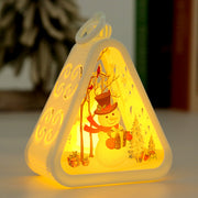 White Snowman Charming Christmas Scene Mini Lanterns (Set of 3) - Battery Operated LED Lights for a Cozy Holiday Glow