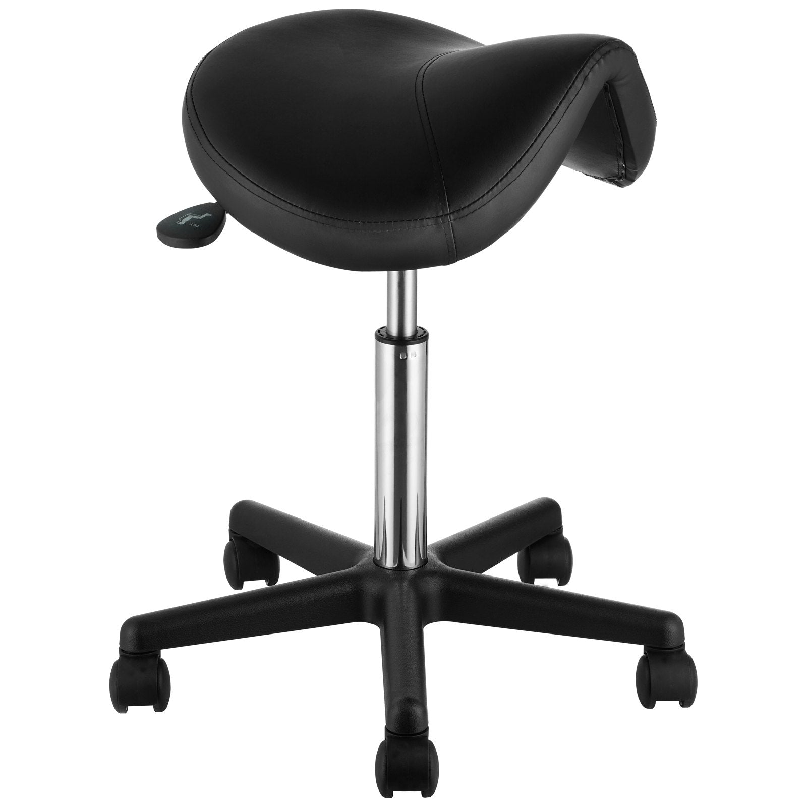 Height Adjustable Thickened PU Leather Swivel Saddle Stools Chair for Salon, Black