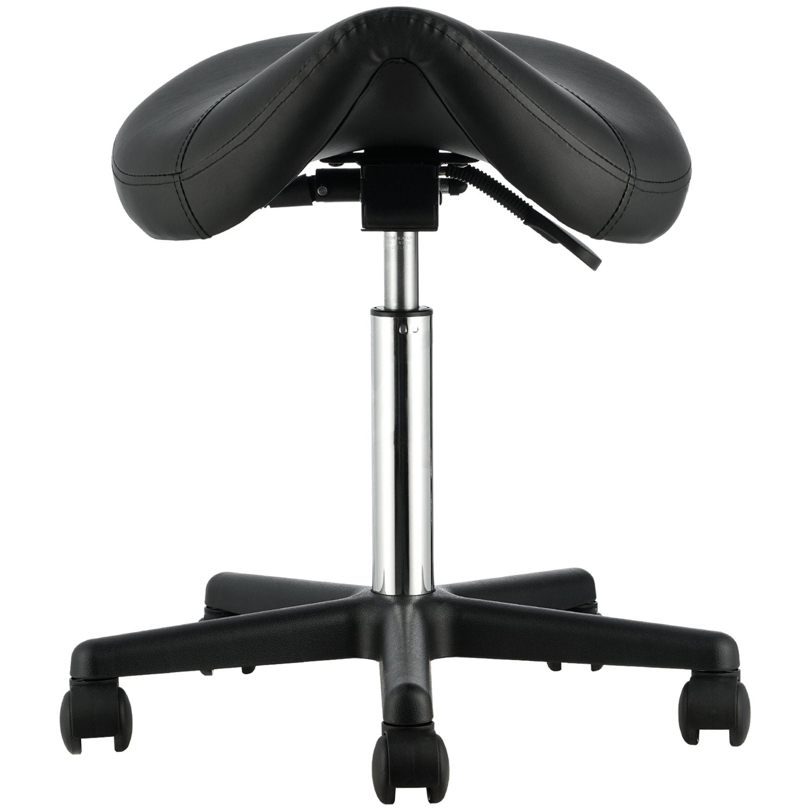 Height Adjustable Thickened PU Leather Swivel Saddle Stools Chair for Salon, Black