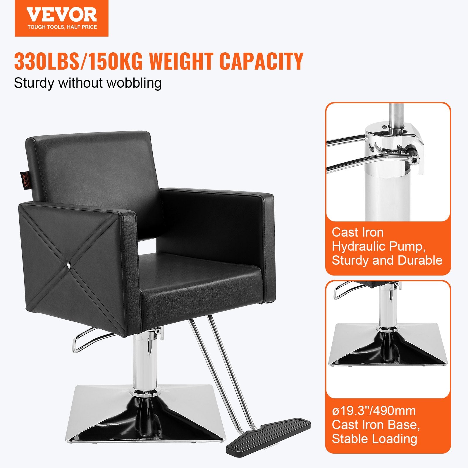 Salon Chair, Swivel Hair Salon Chair with Footrest for Beauty Spa Shampoo, Styling Chair with Heavy Duty Hydraulic Pump, Black