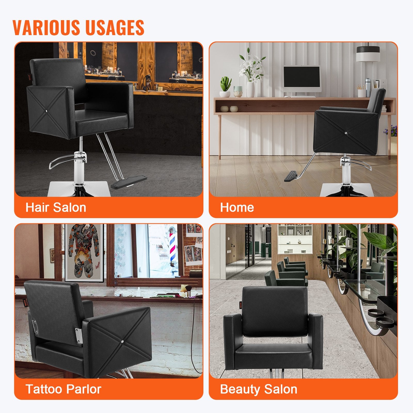Salon Chair, Swivel Hair Salon Chair with Footrest for Beauty Spa Shampoo, Styling Chair with Heavy Duty Hydraulic Pump, Black