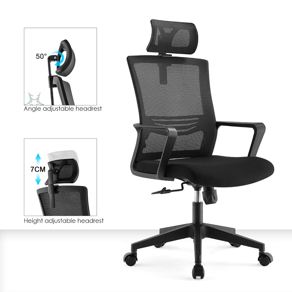 Office chair high back ergonomic swivel computer gaming chair black - Grey