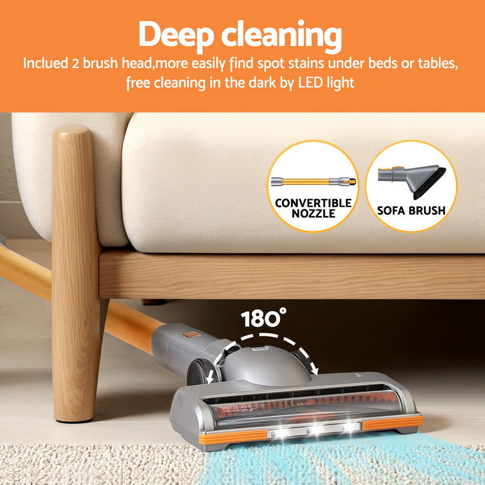 300W Stick Vacuum Cleaner Cordless Self-Standing Golden