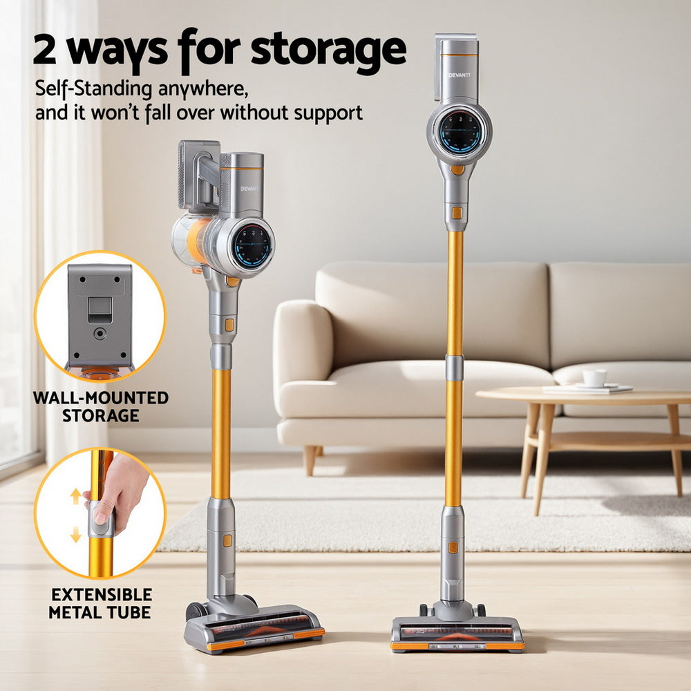 300W Stick Vacuum Cleaner Cordless Self-Standing Golden