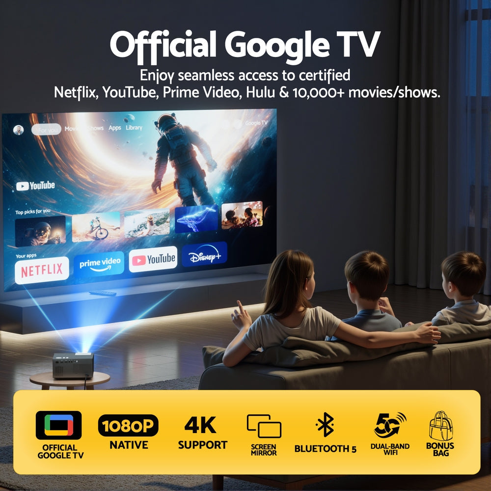 Video Project 4K 1080P Official Google TV 5G Wifi Home Cinema
